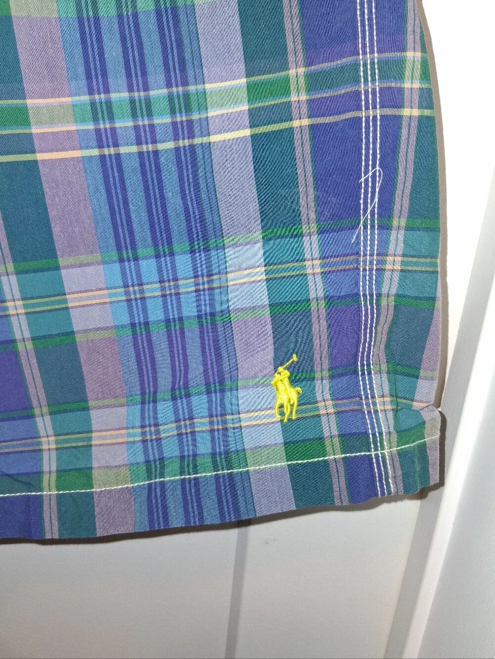 Polo Ralph Lauren Blue & Green Plaid Swim Shorts Size 1XB